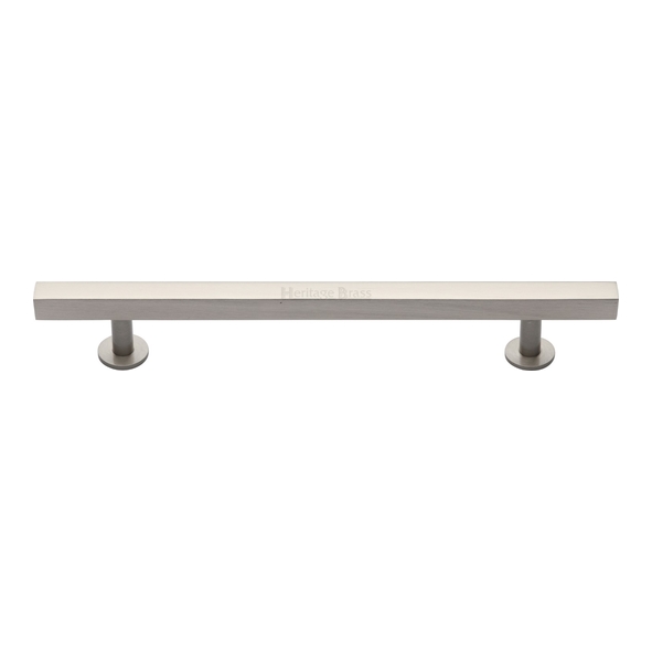 C4760 128-SN • 128 x 191 x 11 x 19 x 32mm • Satin Nickel • Heritage Brass Square Bar Round Foot Cabinet Pull Handle